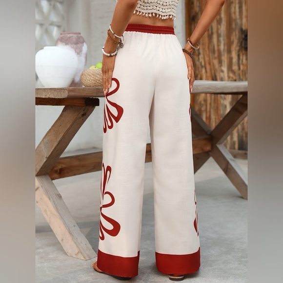 Floral Drawstring Wide Leg Pants - Picture 2 of 5